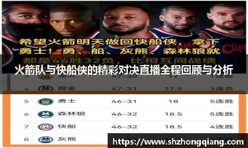 火箭队与快船侠的精彩对决直播全程回顾与分析